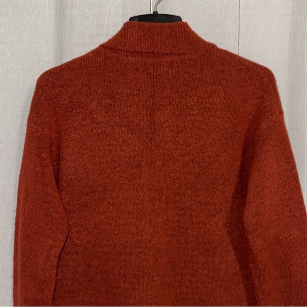 F21 S Oversized Rust Tomato Red Open Front Collar… - image 6